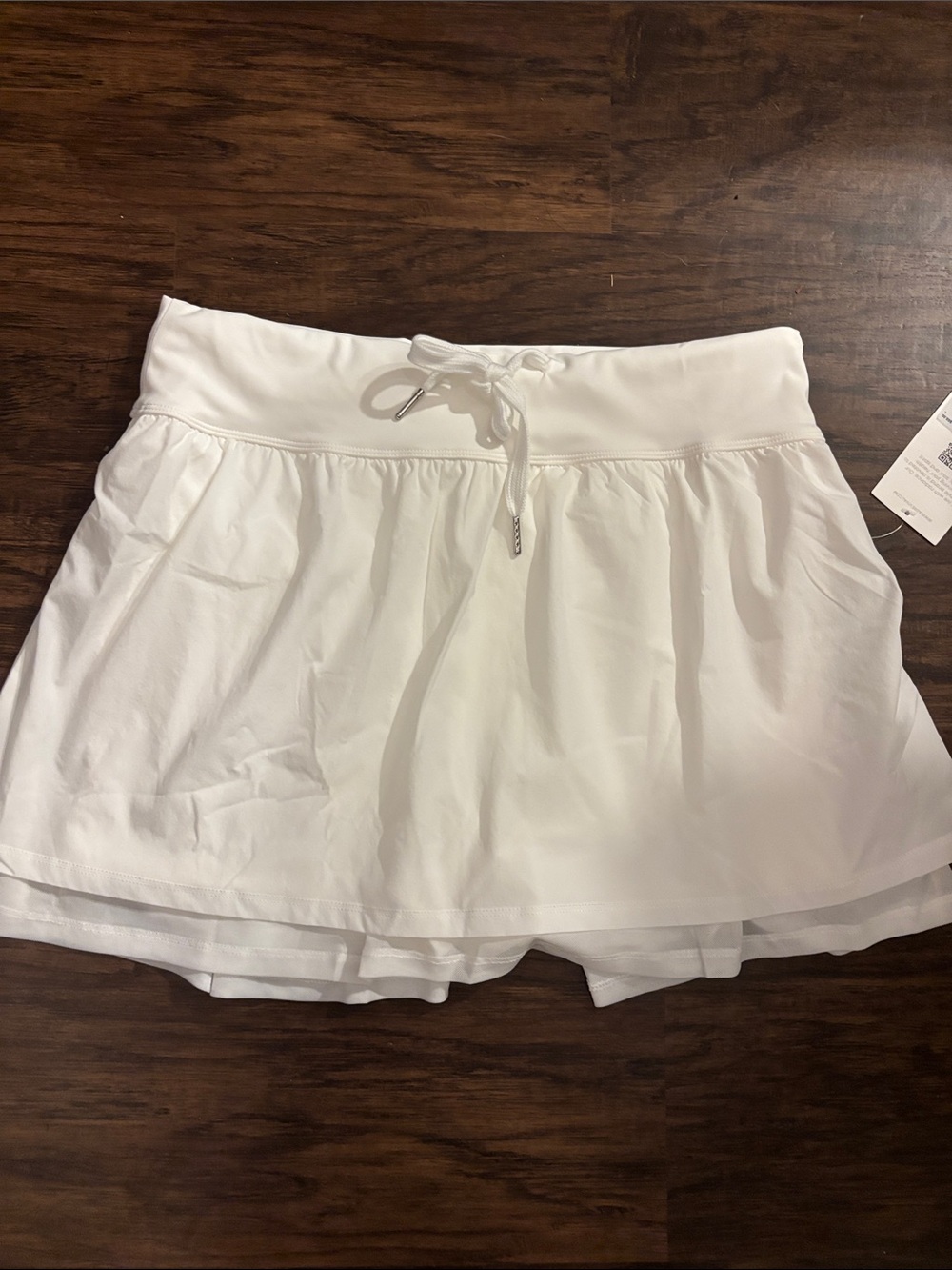 Women’s White Drawstring Skort with Built-In Shorts